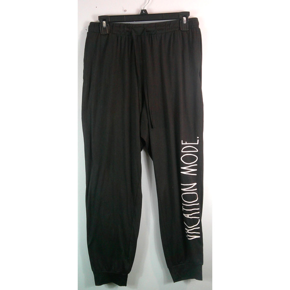 Rae Dunn Joggers Women's Large Black Vacation Mode - Picture 1 of 5